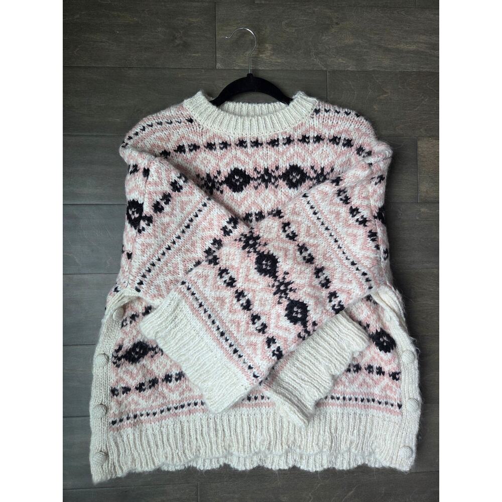Zara Cream and Black Patterned Sweater - Picture 3 of 11